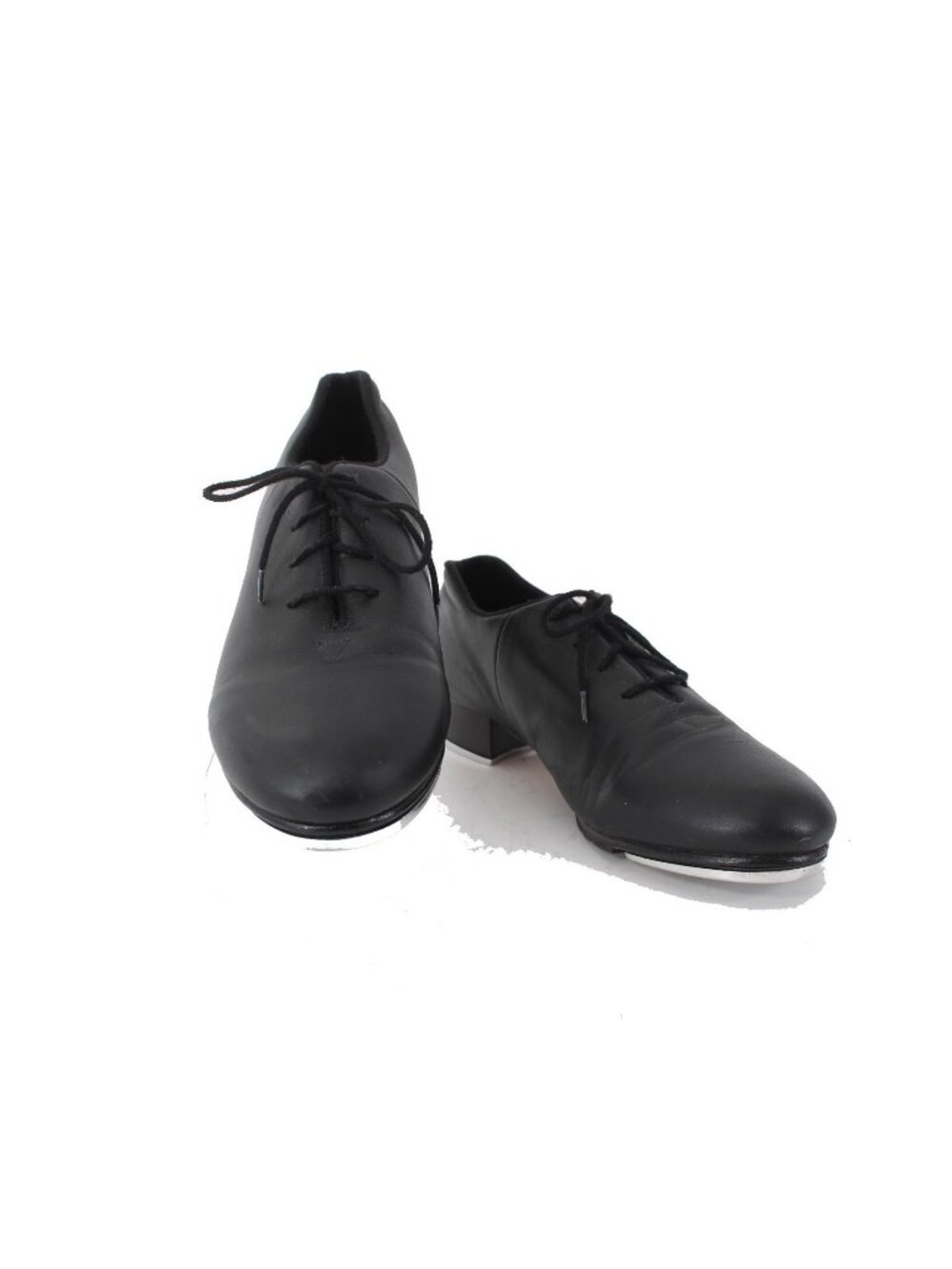 Bloch Tap Heels Sz 9.5 M Black Shockwave Lace Up Leather Upper Sole Tap Dance